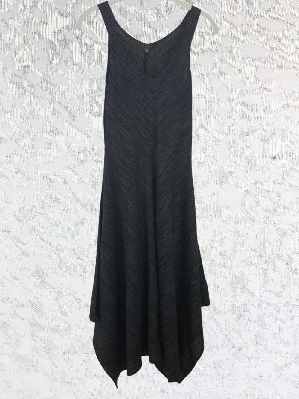 Fever Handkerchief Hem Midi Dress Sleeveless Charcoal Linen/Rayon Blend Size M